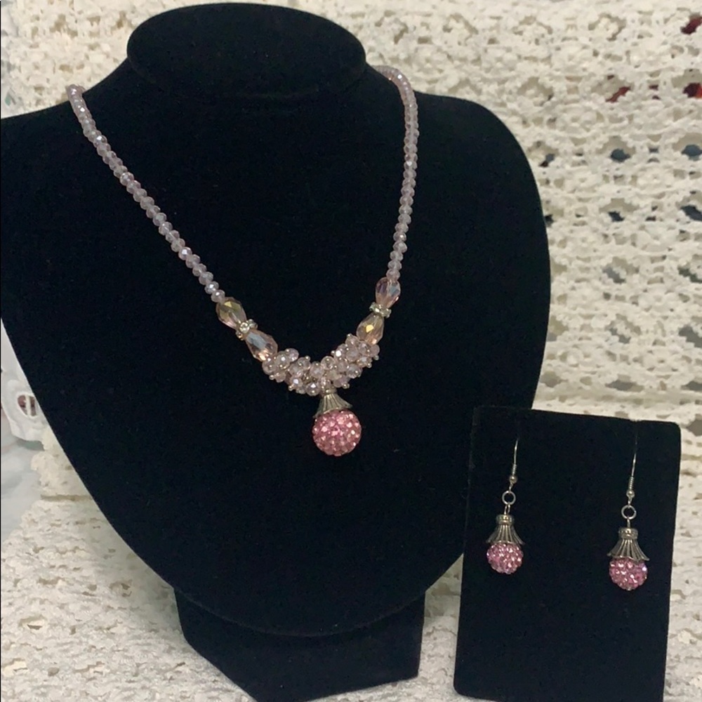 Pink Australian Crystal Jewelry Set